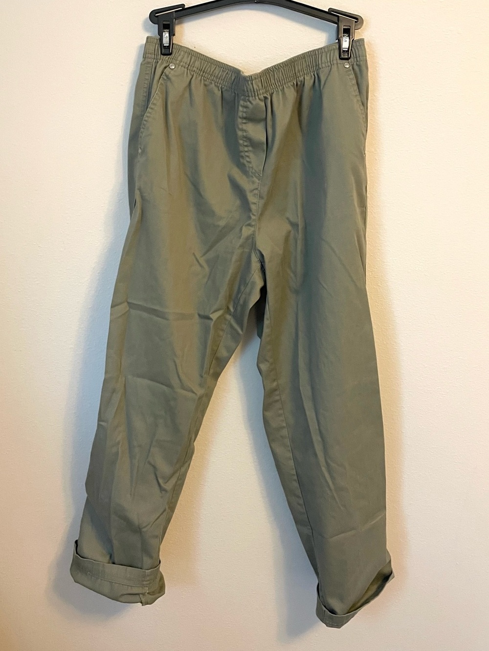 🌿 Breckenridge Olive Green Elastic-Waist Chinos | Relaxed Fit Pants | Size 10P